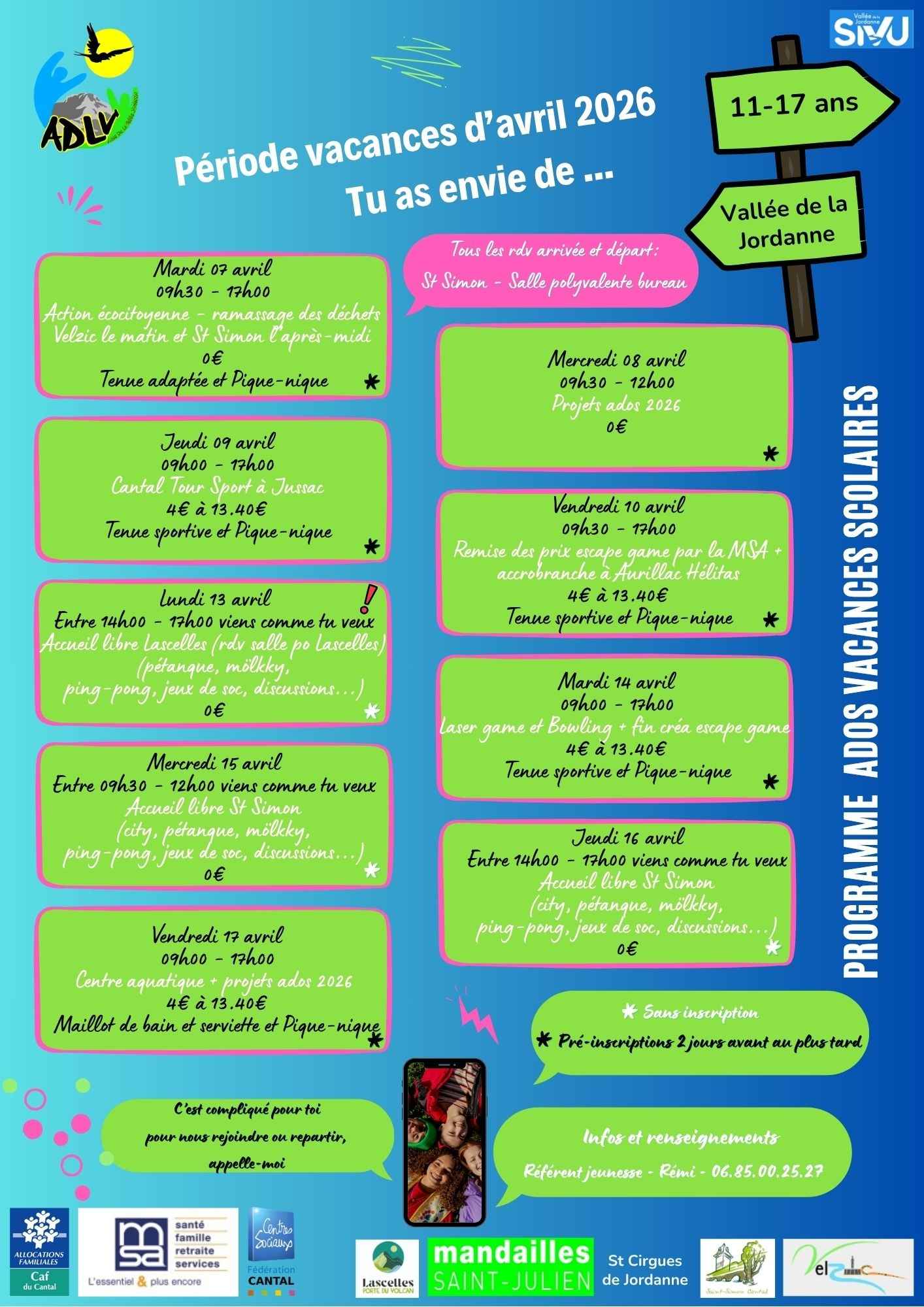 26 04 Programme vacs scolaire SIVU Jeunesse